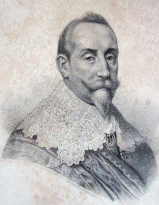 Staden Göteborg fick sina privilegier av Gustav II Adolf den 4 juni 1621. Privat kopparstick.